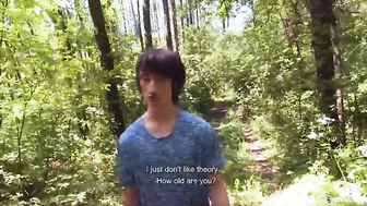 CZECH HUNTER 439 - Dorky Twink Taking A Walk In The Woods & Sucks A Fat Cock