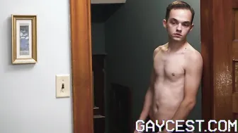 Son watches older hairy dad fuck twink neighbor boy