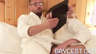 Gaycest - hung muscle DILF barebacks cute hairless twink in hotel room