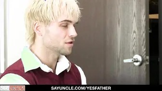 Big cock priest pounds teen sinner bareback in his office