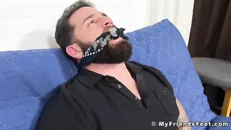 Restrained mouth folded hunk foot licked and worshipped