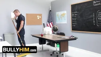 Bully Him - Hot Hunk Janitor Whips His Huge Cock Out And Makes Nerdy Student Shae Reynolds Suck It