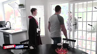 Twink Trade - Hot And Horny Stepdads Put On Costumes And Surprise Their Teen Twinks On The Couch