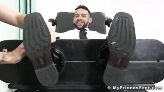 Young banker restrained for merciless tickling session