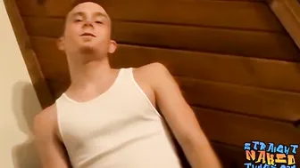 Thug with a tattoo demonstrates his masturbation technique