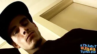 Young straight jock Shank strokes his cock and cums