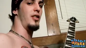 Straight thug Axel masturbation after playing guitar solo