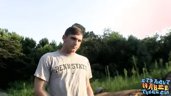 Jock thug Elijah Knight strokes big dick on roadside