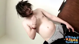Pierced dick rider Drift fiddles with his rock solid cock