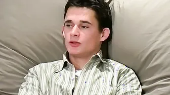 Big thick cock British lad Dan masturbates after interview