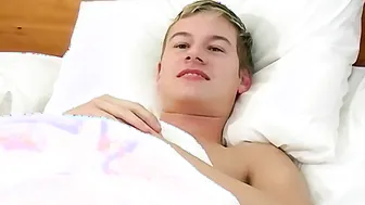 Throbbing cock twink Kristian T moans while jerking off solo