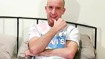 Bald British amateur Harry cums while masturbating solo