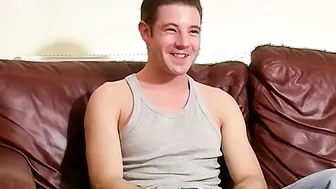 Sexy UK amateur Jake moans from pleasure while jerking solo