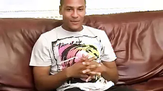 Black solo amateur Drew cums after jerking his huge fat dick