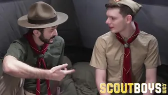 ScoutBoys - Cute virgin scout boy barebacked by horny hairy chest DILF