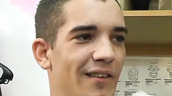 Handsome Euro twink spit roast fucked in threeway