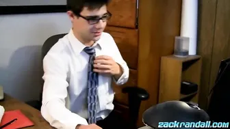 Office jock Zack Randall cums after fleshlight fucking solo