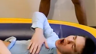 Cock loving twink doused in jock pee before asshole pounding
