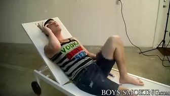 Adorable amateur Chase Young jerks off while smoking cigars