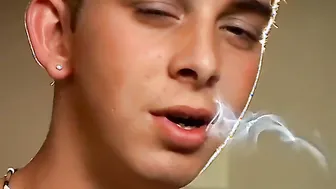 Cute Hoyt Jaeger smokes cigars while jerking off and cumming