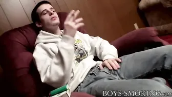 Athletic amateur Brian Strowkes smokes cigars while jerking