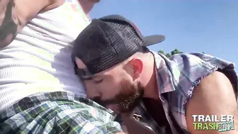 TRAILERTRASHBOYS Bearded Bottom Takes Big Raw Dick Outdoor