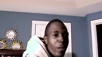 Black stud achieves pleasure by touching his massive dick