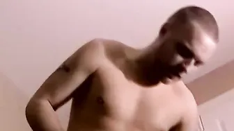 Handsome jock Jason jerking off before blowjob and facial