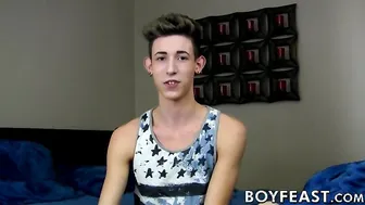 Horny twink Blake Mast gets to masturbate at home for real