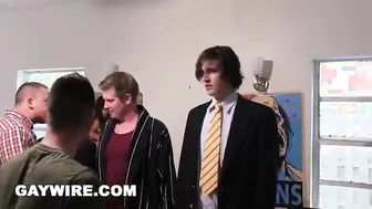 GAYWIRE - Young College Pledges Worship Cock During Hazing Ritual