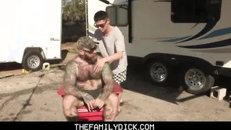 Hot Tattooed Muscle Hunk StepDad Jack Dixon Public Sex With Twink StepSon Dylan Hayes