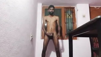 Rajesh masturbating cock in the dining hall and Cumming