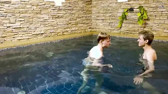 Twinks have fun in the swimming pool, suck and bareback: Matty and Aiden